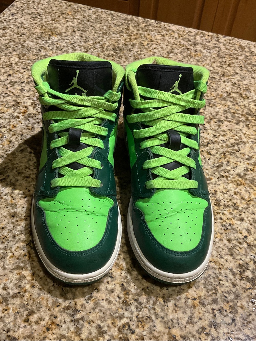 Jordan Kids High-Top Sneakers in Neon Green and Dark Green